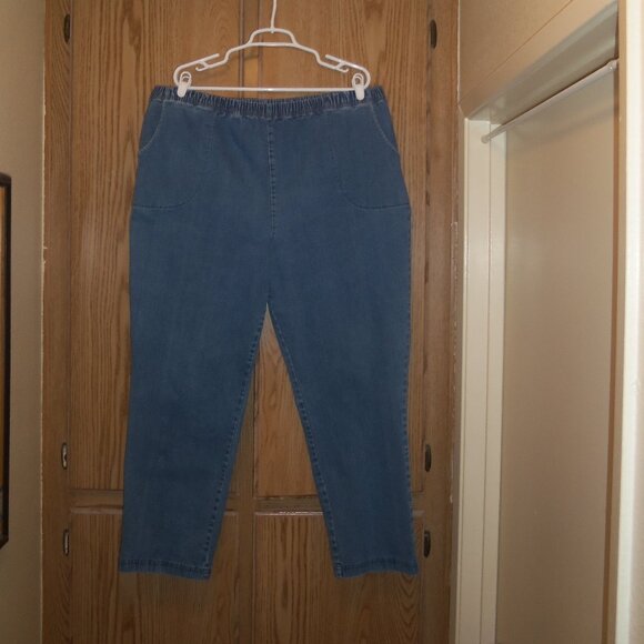 Womens Plus 3X Regular Croft & Barrow Elastic Waist Jeans Pants 2 Pockets Blue - Picture 1 of 6